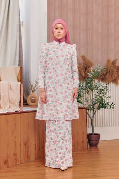 KURUNG FLORENCE - ROSE IN WHITE CREAM