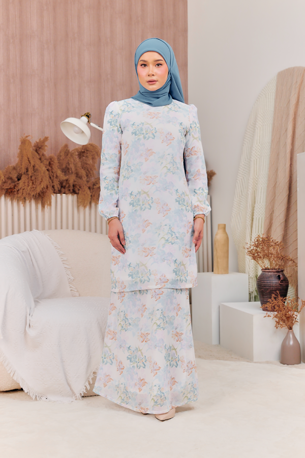 KURUNG STYLISH - DAISY IN TEAL BLUE