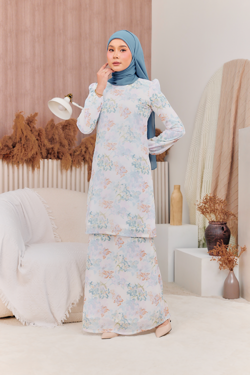 KURUNG STYLISH - DAISY IN TEAL BLUE