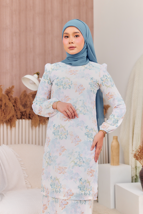 KURUNG STYLISH - DAISY IN TEAL BLUE