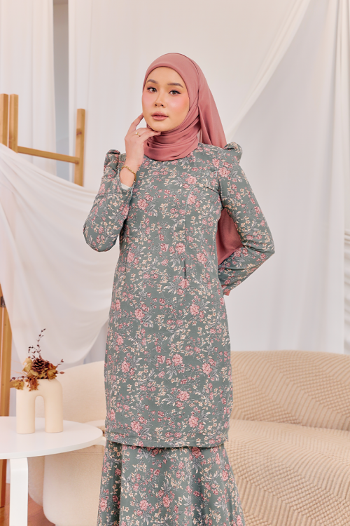 KURUNG MODISH - HANA IN DUSTY GREEN