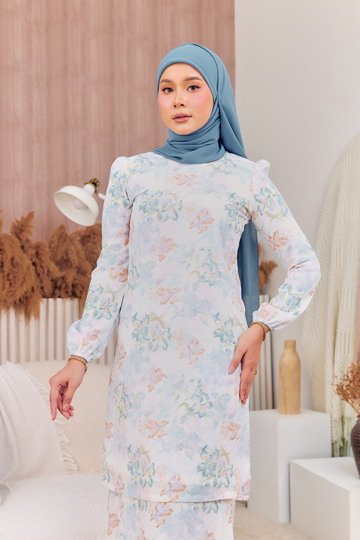 KURUNG STYLISH - DAISY IN TEAL BLUE