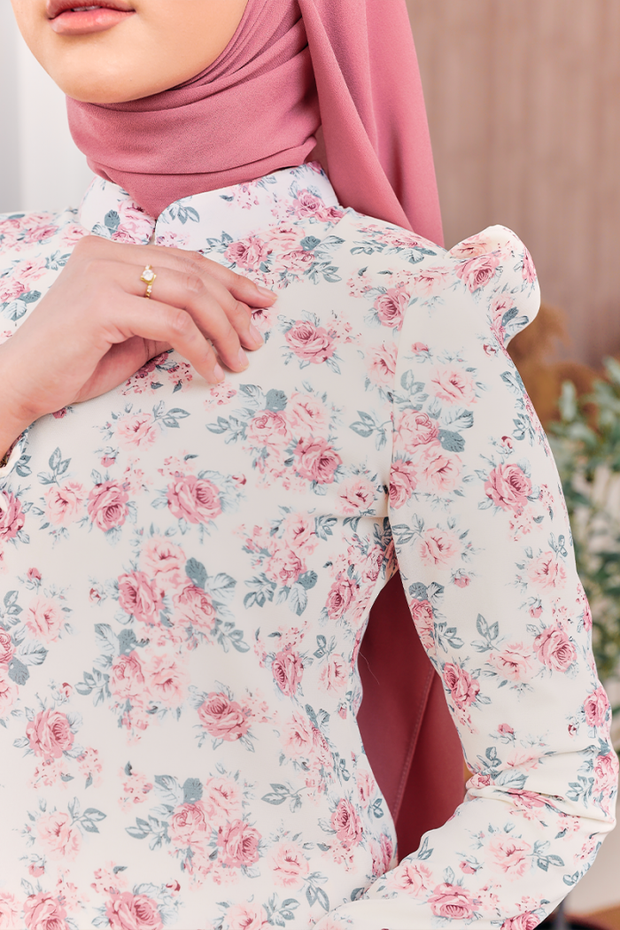 KURUNG FLORENCE - ROSE IN WHITE CREAM